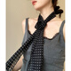 
Guiqi scarf for women with long polka dots neck design sense fashionable rose scarf ribbon autumn and winter versatile Korean high-end sense black rose clip