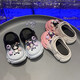 Xianzheyi Children's Slippers Girls Gradient Croc Shoes Summer Style 2024 Kuromi Girls Beach Baotou Sandals Anti-Slip Parent-child Upgraded White Pink 32-33 Inner Length 20