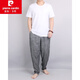 Pierre Cardin Pierre Cardin Brandneue Retro -Leinen Harem Hosen Herren Baumwolle und Leinen Casual Hosen Loose Trendy Herren Slim Hosen grau m