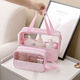 Fantasy PU splicing cosmetic bag PVC transparent waterproof toiletry bag travel portable handbag large capacity bath storage transparent large size