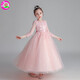 Children's knitted girl princess dress flower girl dress dress wedding dress children's dress tutu skirt children's program performance dress long wine red 160