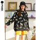 PASS trendy brand 2020 spring graffiti sweatshirt women's loose bf lazy style letter print long-sleeved top black one size