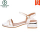 
Woodpecker White Sandals for Women 2025 New All-Match Women's Shoes Black Genuine Leather Soft Sole Mom Shoes Comfortable Black q683-4 cm 34