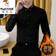 Woodpecker (TUCANO) winter white shirt men's long-sleeved slim suit men's shirt business casual high-end plus velvet thickened warm top 829 black plus velvet [plug plus velvet thickened] L reference 110-125 Jin [Jin equals 0.5 kg]