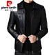 Pierre Cardin (Pierre Cardin) Veste en cuir d'âge moyen et jeune pour hommes veste en cuir automne et hiver pour hommes avec velours très bon cuir imitation imitation veste en cuir noire 180 / xl {suggéré 136-156jin [Jin est égal à 0,5 kg]}