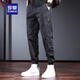 Romon casual pants men's trendy summer loose trousers pants solid color work pants 2025 versatile men's men's clothing dark gray L (141-155Jin[Jin equals 0.5 kg])