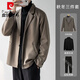 Pierre Cardin (Pierre Cardin) autumn and winter woolen blazer men's high-end light mature style suit thickened woolen coat Korean style casual suit brown woolen + black sweater + plush velvet trousers three 2XL
