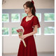 
Lankaroni Lankaroni toast suit bride can wear wedding engagement dress return small evening dress lace burgundy medium length 2XL