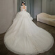 Red makeup wedding dress bride 2025 new long-sleeved heavy industry ceremony yarn Korean style fugitive princess welcome yarn main yarn off-white floor-length style S