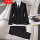 Ximan petite blazer women's business attire women's suit spring and autumn style senior suit manager college student interview formal wear black suit S size (suitable for weight 80-90)