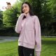 Camel Sports Suit Women's 2024 Spring and Summer Velvet Stand Collar Casual Sweatshirt Plus Velvet Pants Warm and Comfortable Suit [Fleece Warmth] Dark Pink/Phantom Black, Female M