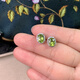 Fat Donglai's same style peridot earrings new style 925 silver plated platinum inlaid simple 6*8Mm