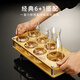 Dongli light luxury crystal glass white wine cup 2 liang 3 liang spirit cup household gold foil cup Jinshan 2 liang 3 liang Chinese liquor set Jinshan 2 liang white wine glass 6 pieces + 6 cups wooden stand