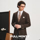 FULL MONTY【Marling面料】西服上衣男士粗呢西装外套休闲单西 深棕色3365 42
