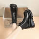 Qisiman Heel Cos erhöhte Schuhe 20 cm Schwamm Kuchen Sohle Martin Boots Herbst und Winter Britische Stiefel Kurzstiefel Frauen Kurzstiefel hohe Sohle schwarz [10 cm Höhe] 38