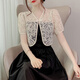 
Mu Xiaduo small shawl lace small shawl for women in summer 2024 new Chinese style plate button hook flower hollow short sleeve sunscreen cardigan 3890 apricot S