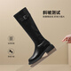 ZHR long boots for women, fashionable pleated knight boots, women's winter velvet tall thick-soled women's boots BL323A black 37