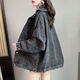 Zhidoudou der beliebten Denimjacke für Frauen im koreanischen Stil für Frauen im koreanischen Stil, kleiner langärmeliger Frühling und Herbst Casual Jacket Top Ray9926# Bild Black 10xl S Empfohlen 80-100jin [Jin ist gleich 0,5 kg]
