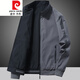 皮尔卡丹（pierre cardin）中年男士外套45岁50春装上衣2023新款春秋季休闲双面穿夹克男 双面穿灰色春秋薄款9866 3XL=160斤左右