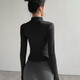 Abrigo de yoga Lugeli para mujeres, ropa deportiva de manga larga, alta y transpirable para mujeres, tops de yoga delgados, chaqueta de yoga [L] negro L]