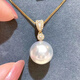 Jennifer strong light round white bright real pearl pendant single piece 925 silver simple fashion clavicle chain gift for women pearl pendant silver set silver style U round white freshwater pearl size 10-11mm