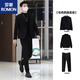 ROMON thickened starry sky woolen suit, winter trendy Korean style men's woolen suit, slim jacket, two-button suit, dark gray suit + black sweater + woolen trousers 3 XL