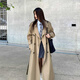 Garnuo Khaki Windbreaker veste pour femmes mi-longueur 2025 printemps et automne Nouveau petit manteau décontracté de style britannique Khaki L [131-150jin [Jin est égal à 0,5 kg]]]