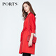 
PORTS New Product Women's Simple Lapel Medium-length Trench Coat LN8T022HWB015 Flame Red-2 M (6)
