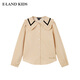 E LAND KIDS Yilian girls' shirt season new lace lapel LOGO embroidered top Beige beige/35 150
