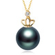 Qiongruige Crown Model 18K Gold Tahitian Black Pearl Pendant Seawater Round Malachite Green Necklace Pendant Single 11-12mm Malachite Green Slightly Flawed + 18K White Support