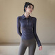 LULU CENTURY Autumn and Winter New Lapel Breasted Yoga Wear Women's Sports Top Slim Fit Long Sleeve Pilates Training Fitness Wear Dark Gray S