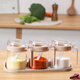 Mengting glass seasoning box seasoning bottle household salt shaker seasoning jar set seasoning box 3-piece set with storage rack