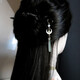 The moon rises over the sea. Chinese-style ebony hairpins for updos and Hetian jade tassel hairpins, high-end niche hairpin gift box
