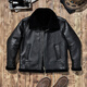 
Aole genuine leather leather jacket for men B3 pilot thickened sheep fur integrated fur winter cold motorcycle jacket coat brown leather camel hair curl XXS 48 Recommended 115-126Jin [Jin equals 0.5 kg]