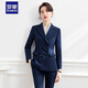 Luo Meng's professional attire, goddess style suit, fashionable suit, formal wear for women, Korean style interview work clothes, spring, autumn and winter thick work clothes, dark blue suit jacket + pants M