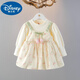 
Disney girls' dress long-sleeved autumn fake strap skirt 2025 autumn new children's clothing baby girl floral princess dress pink 80cm