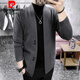 Pierre Cardin Brand Wool Cardigan Men's Trendy Slim Jacket 2025 Spring and Autumn Thickened Men's Knitted Sweater Cardigan Sweater Jacket Dark Gray XL