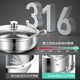 Mrs. Huachu hot pot 316 stainless steel large capacity non-stick soup pot kitchen household shabu-shabu electromagnetic open flame hot pot special pot 316 steel/fish scale anti-stick bottom 34cm + soup spoon