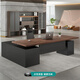 Austen black walnut solid wood boss desk with side cabinet president manager chairman office furniture log desk pine table 200*80*75*4.5