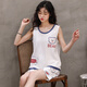 Zimu Yaju Summer Pajamas Women's Summer 2022 new pure cotton sleeveless vest suspender large size home clothing set summer vest women WJ9856 XXL code [125-140Jin [Jin equals 0.5 kg]]