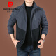 Pier Cardin Herrenjacke Herbst Herbst Kleidung 2025 Neue Stand-up-Kragenjacke mittleren Alters Herren-Farbblockierung Casual Herbst Top 9896 [Grauschwarz] Plüsch M 170spezifikationen (120jin [Jin entspricht ca. 0,5 kg]))