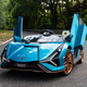 Star Lulamborghini El automóvil eléctrico para el automóvil eléctrico para el automóvil de cuatro ruedas se puede asentar para adultos con cochecito de bebé de control remoto. Pantalla de tracción en las cuatro ruedas rojo pintada + MP4 LCD Screen + 24V15Ah Asiento de cuero + Asiento para adultos + Rueda suave + control remoto + Swing
