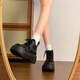 
Phoenix small sponge cake thick-soled heightened Martin boots for women in 2024 autumn and winter new versatile British style short boots thick-soled sponge cake Martin boots [black size 38]