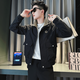 Jacket Men's Spring and Autumn New Casual Fashion Short Stand Collar Jacket Retro Workwear Trendy Brand Tops Black L