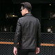 GUHELUN light luxury brand men's clothing spring and autumn new oil wax cowhide leather genuine leather jacket men's lapel workwear mid-length leather jacket Black XL (175)