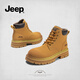 Jeep classic retro rhubarb boots for women 2024 autumn and winter new thick-soled mid-top work shoes desert Martin boots for women gold 37