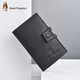 Hush Puppies key bag men's key bag key chain multi-functional top layer cowhide large capacity storage bag card bag two-in-one black