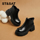 Sábado Botas Chimney Botas para mujeres Botas desnudas de otoño e invierno de otoño grueso 2025 Nuevas botas marrones de botellas cortas Boots Chelsea Short Women's Black 37