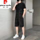皮尔卡丹（pierre cardin）纯棉2023新款冰丝短袖T恤套装男士休闲运动两件套男装宽松夏季潮 671浅灰色套装 L 110斤-130斤