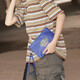 
M Square clutch mobile phone bag mini bag handbag travel debris storage data cable coin wallet card bag blue